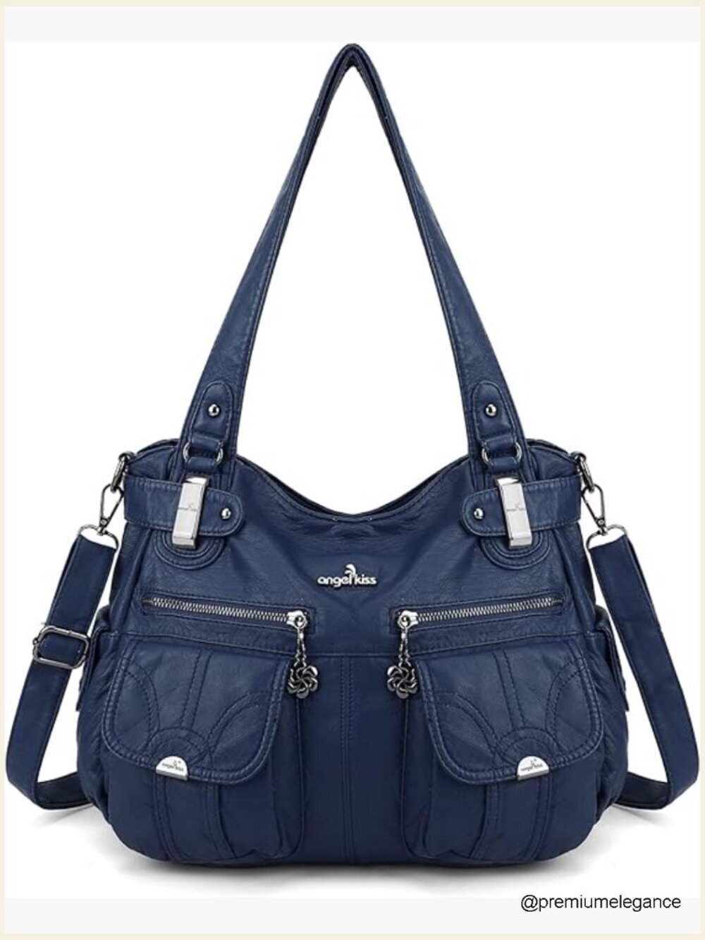 Washed PU Leather Hobo Crossbody Purse Large Satchel Tote